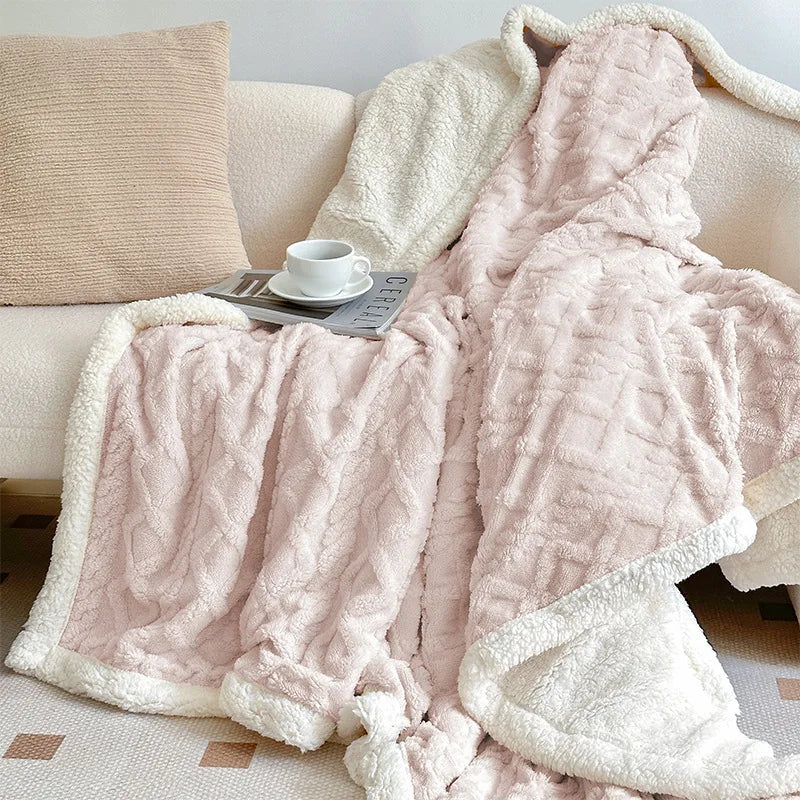 Afralia™ Winter Jacquard Taffeta Fleece Blanket for Office Living Room Sofa
