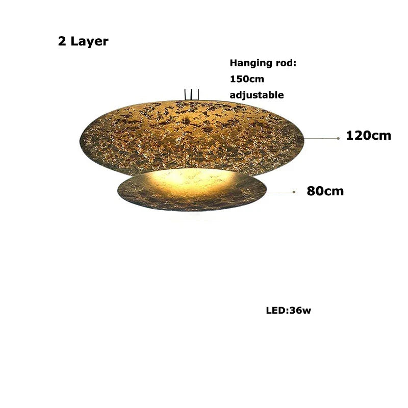 Afralia™ Gold Foil Pendant LED Chandelier, Modern Italian Design for Villas
