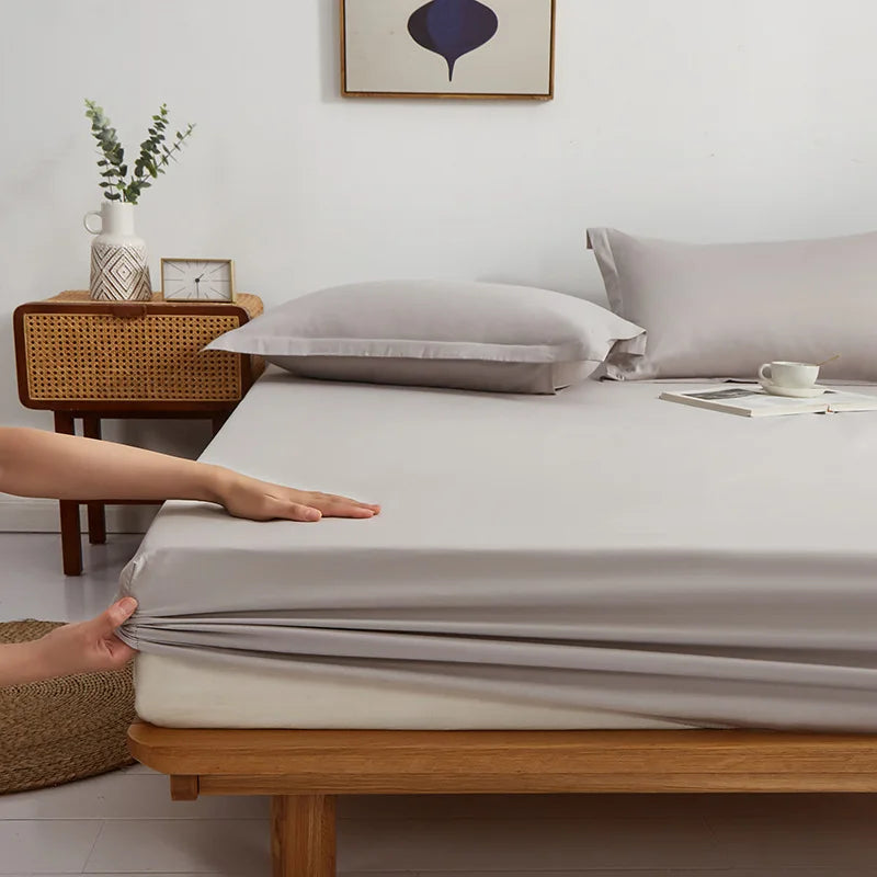 Afralia™ Pure Cotton Fitted Sheet: Comfortable Solid Color Mattress Cover