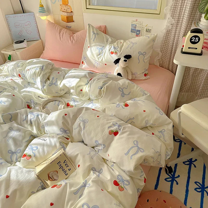 Afralia™ Cartoon Print Quilt Cover Set for King Queen Beds - All Seasons Comfort