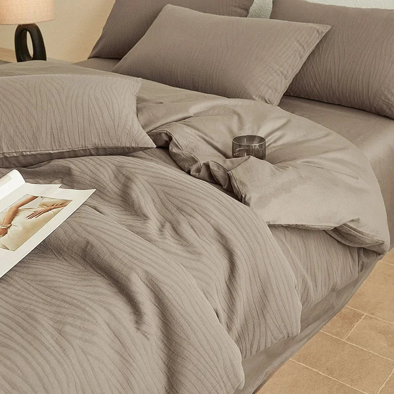 Afralia™ Luxury Jacquard 3-Layer Cotton Bedding Set - Soft & Skin-Friendly