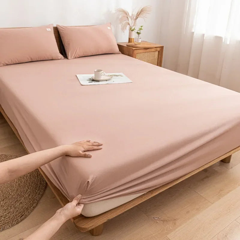 Afralia™ Cotton Fitted Sheet with Elastic Bands for Single Double King Queen Bed