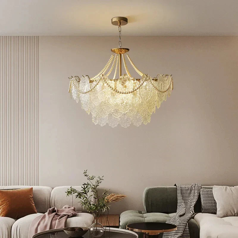 Afralia™ Clear Glass LED Chandelier: Modern French Style Hanging Fixture for Bedroom, Living Room & Kitchen