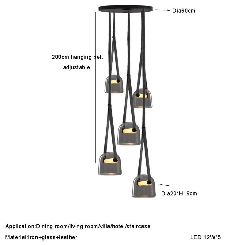 Afralia™ Luxury LED Crystal & Leather Chandelier for Living Room