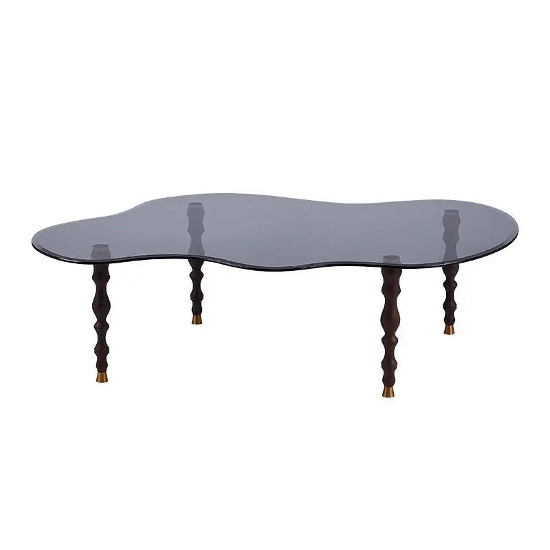 Afralia™ 80*40cm Solid Wood Peanut-Shaped Coffee Table for Living Room