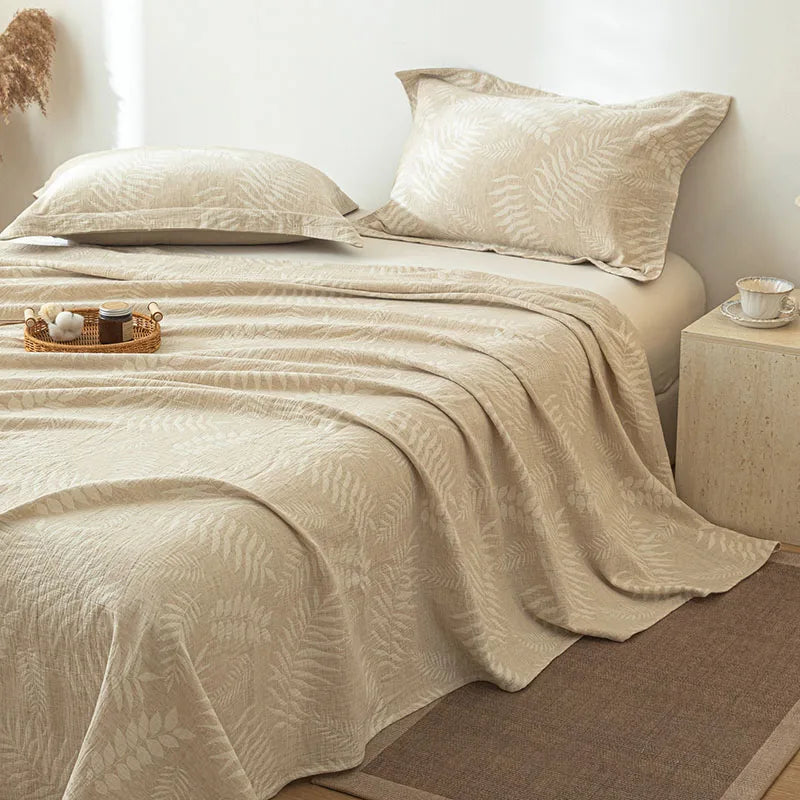 Afralia™ Super Soft Cotton Linen Jacquard Bed Sheet, Cozy Flat Bed Cover for All Seasons