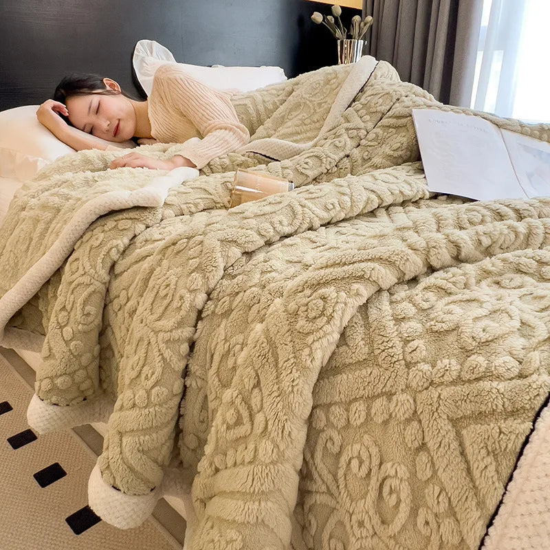 Afralia™ Warm Coral Fleece Blanket | Soft Comfort | Cozy Thicken | Autumn Winter Blanket