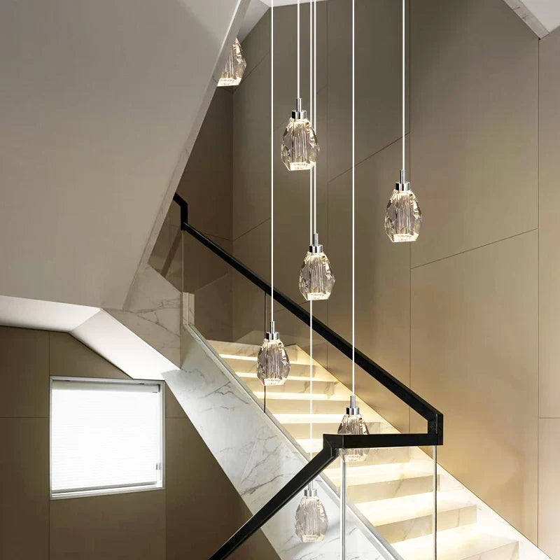 Afralia™ Crystal Chandelier Pendant Light for Modern Staircase & High Ceilings