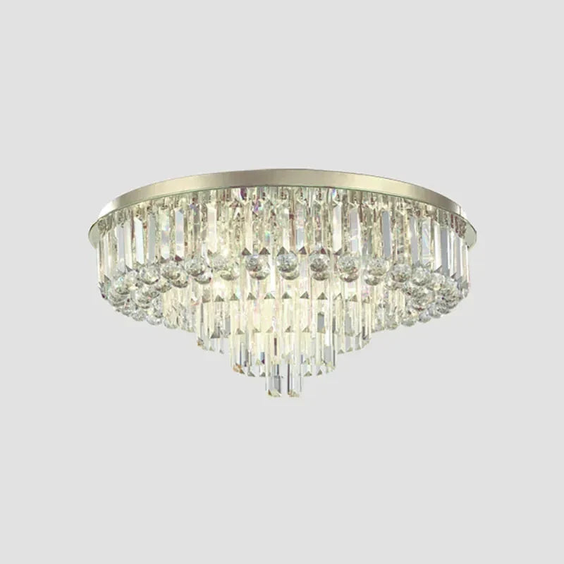 Afralia™ Round Crystal Ceiling Chandelier - Modern Black Gold Living Room Lighting