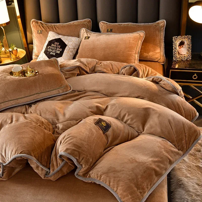 Afralia™ Plush Winter Bedding Set: Ultra-Thick Milk Fleece Duvet, Sheets, Comforter Cover & Pillowcases