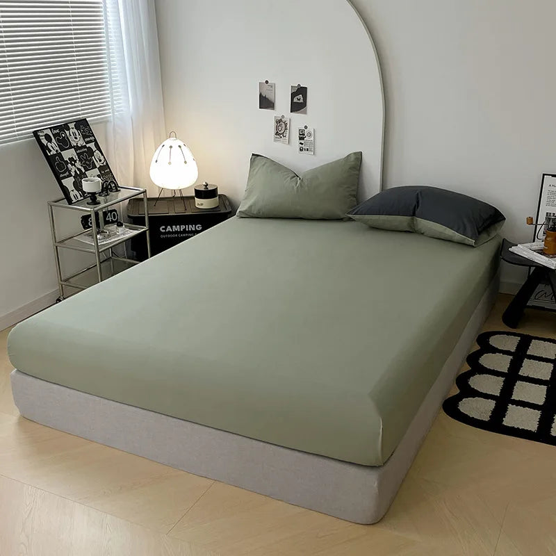 Afralia™ Soft Comfort Solid Color Fitted Bed Sheet - Double Mattress Cover