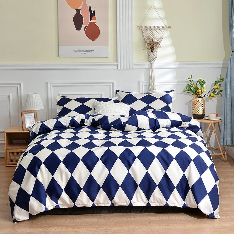 Afralia™ Geometric Stripes Printed Bedding Set: Duvet Cover, Bed Sheets, Pillowcases