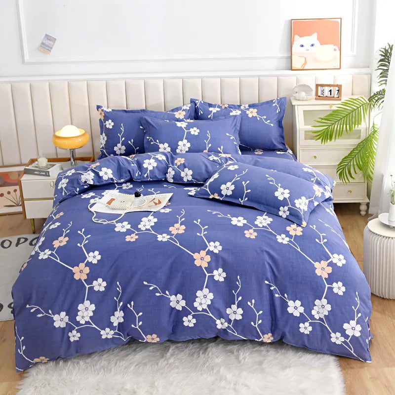 Afralia™ Pastoral Printed Cotton Comforter Cover for Queen King Bed - Four Seasons