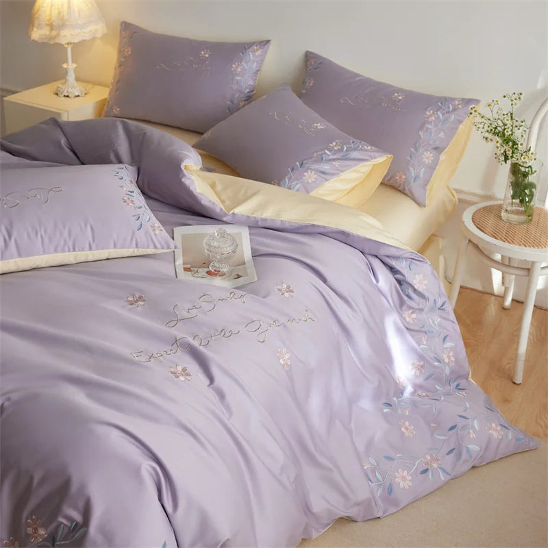 Afralia™ Luxury Cotton Embroidered Bedding Set for Romantic Bedroom - High Quality Quilt Set