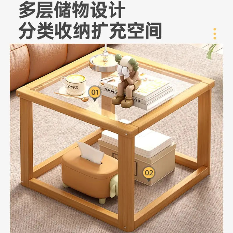 Afralia™ Modern Glass Coffee Table Set for Small Apartment Living Room