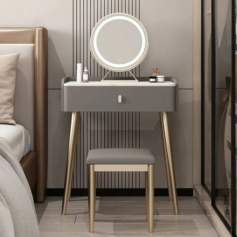 Afralia™ Modern Luxury Dressing Table Desk for Women - Nordic Style Organizer Desk Mirror