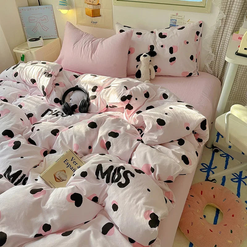 Afralia™ Cartoon Print Quilt Cover Set for King Queen Beds - All Seasons Comfort