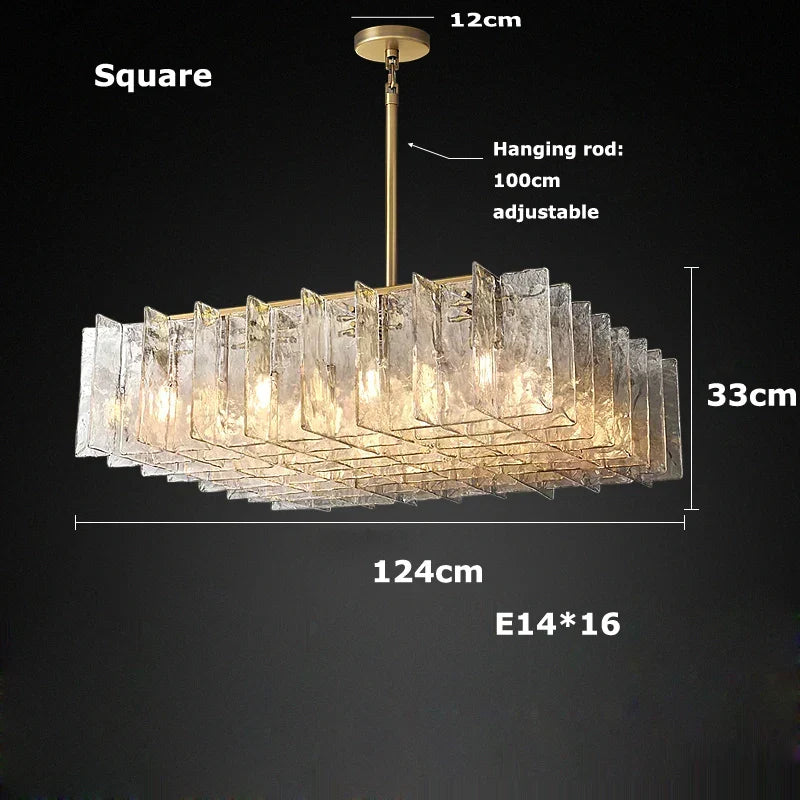 Afralia™ LED Gold Smoky Gray Glass Chandelier - Creative Living Room Ceiling Fixture