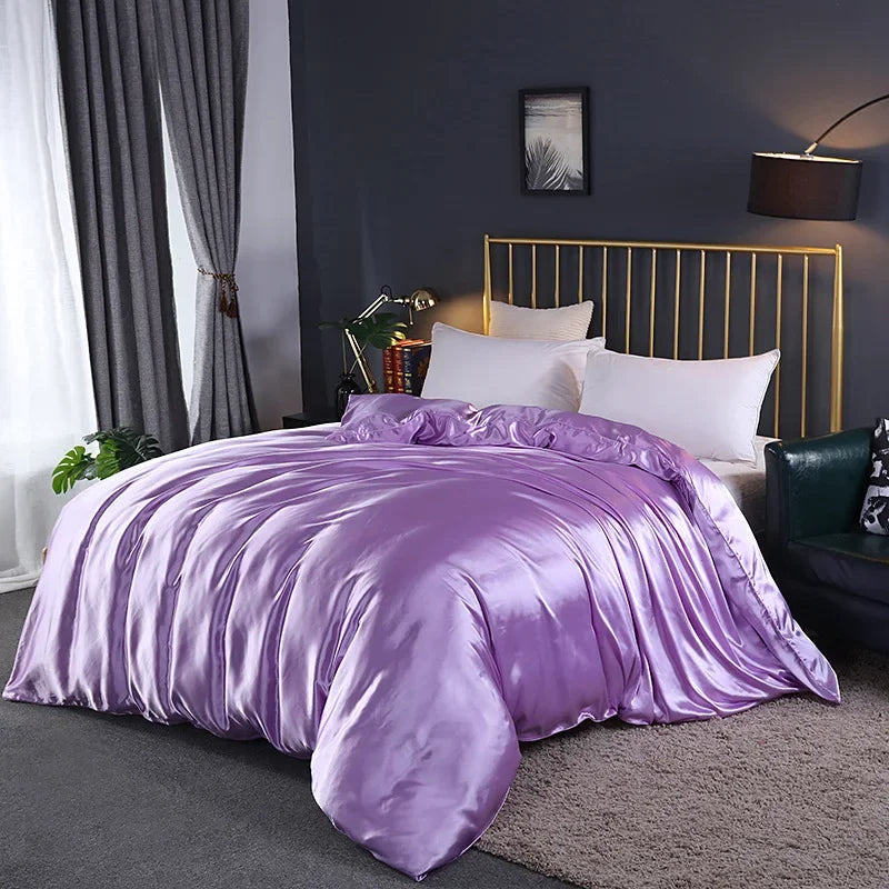 Afralia™ Mulberry Silky Queen Duvet Cover Smooth Luxury Satin King Size Blanket