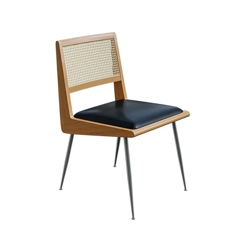 Afralia™ Rattan Plaited Backrest Dining Chair with Solid Wood Table