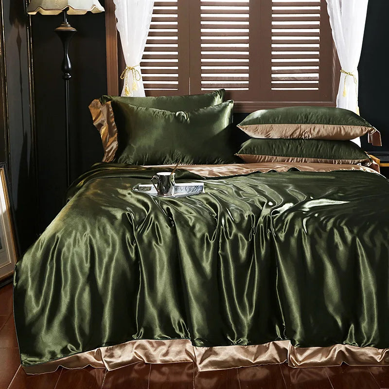 Afralia™ Silk Summer Bedding Set: Double-Sided Cooling Comforter & Soft Satin Sheet - Single/Double