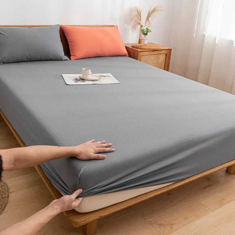 Afralia™ Cotton Fitted Sheet with Elastic Bands for Single Double King Queen Bed