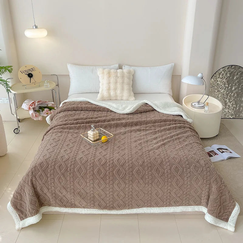 Afralia™ Soft Lamb Wool Blanket for Office Living Room Sofa All Seasons Comfy Cover