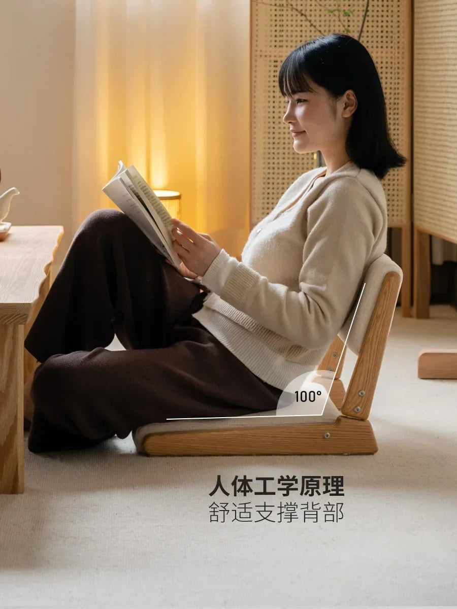 Afralia™ Solid Wood Legless Stool Tatami Armchair Washitsu Bay Window Seat