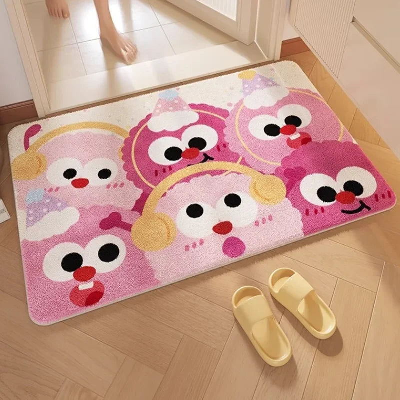 "Afralia™ Cartoon Print Bathroom Carpet: Soft, Absorbent & Anti-Slip Entrance Mat"