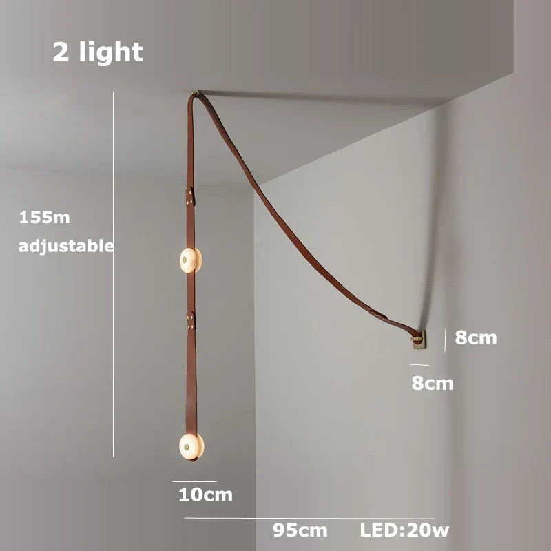 "Afralia™ Leather Belt LED Chandelier: Artistic DIY Hanging Lamps for Living Room"