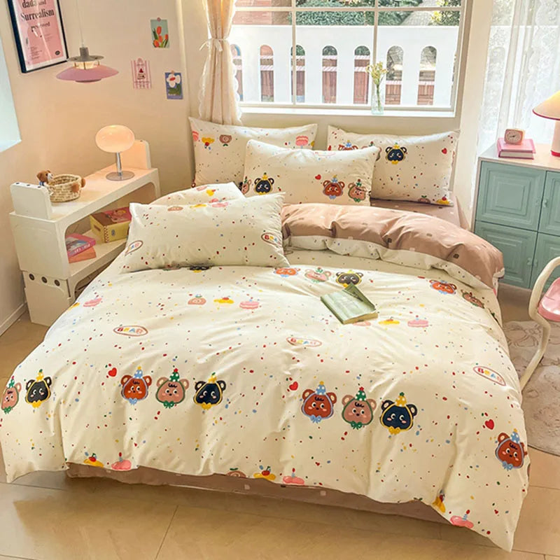 Afralia™ Cartoon Printed Cotton Duvet Cover for Kids & Teens Beddings