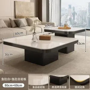 Afralia™ Living Room Coffee Table Set Rock Square Modern Minimalist Black Combination.