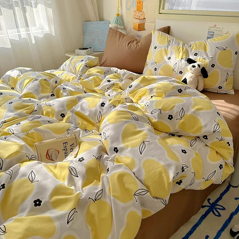 Afralia™ Cartoon Print Quilt Cover Set for King Queen Beds - All Seasons Comfort