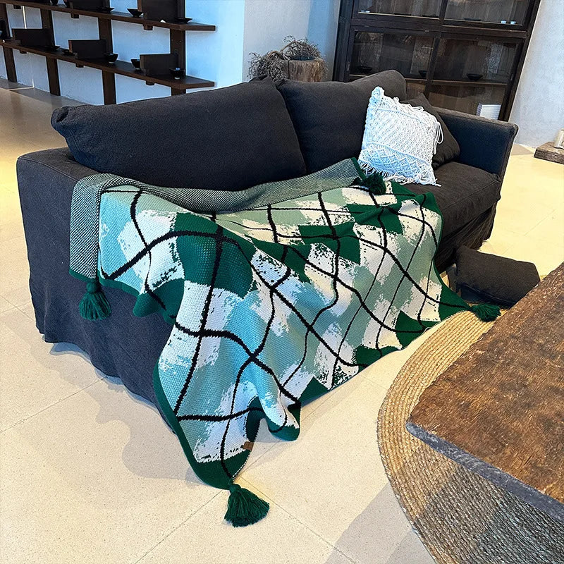 Afralia™ Multifunctional Diamond Grid Blanket for Office, Geometric Pattern Gift Shawl