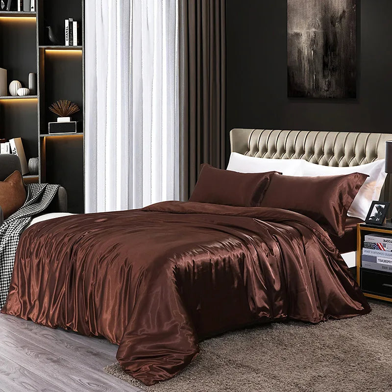 Afralia™ Silk Summer Bedding Set: Double-Sided Cooling Comforter & Soft Satin Sheet - Single/Double