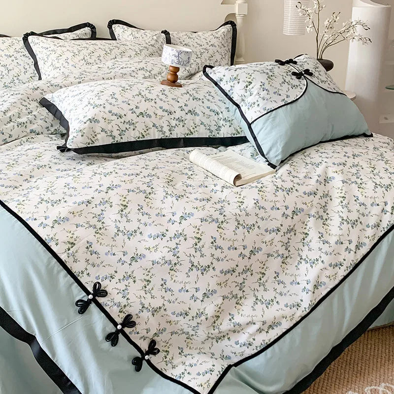 Afralia™ Printed Cotton Bedding Set, High Quality, Queen/King Size, Skin-Friendly, Double Bed Linens