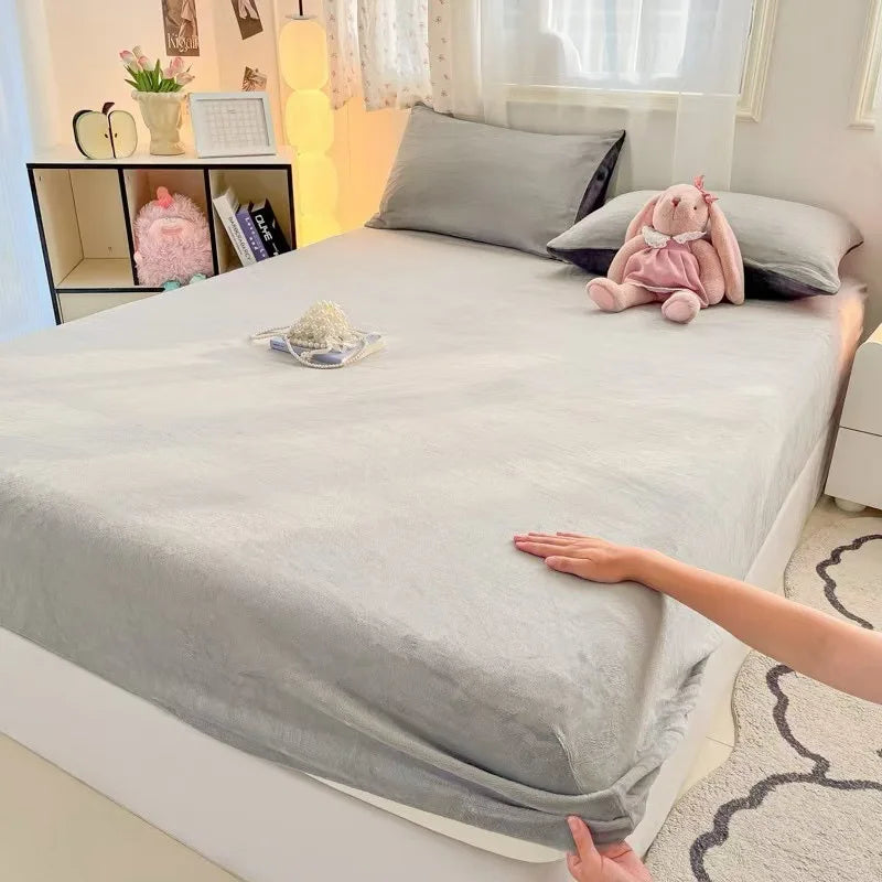 Afralia™ Cozy Milk Velvet Fitted Sheet for Autumn & Winter Mattress Topper