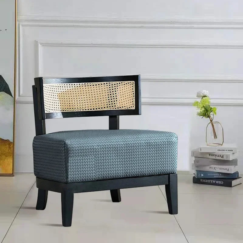 Afralia™ Nordic Rattan Sofa Chair: Solid Wood Outdoor Furniture Balcony Seating