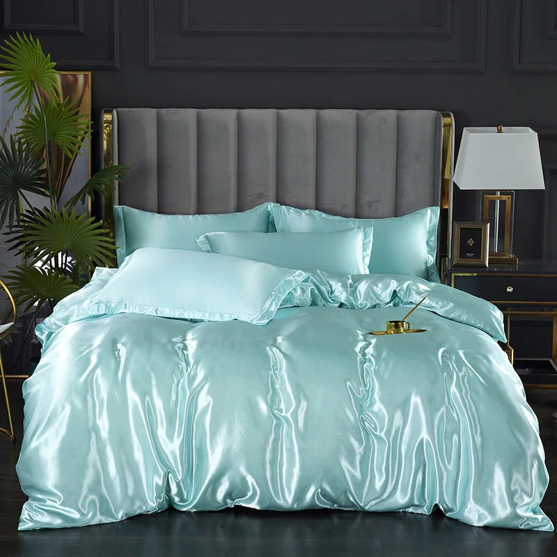 Afralia™ Silky Ice Solid Color Bedding Set for Cool Summer Sleep