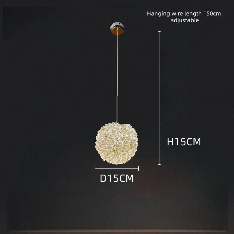Afralia™ LED Glass Ball Chandelier for Staircase Duplex Villa Loft Hollow Living Room