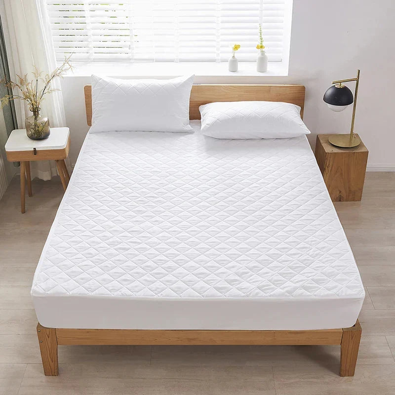 Afralia™ Quilted Waterproof Fitted Mattress Cover | Queen King Size White Bedsheet