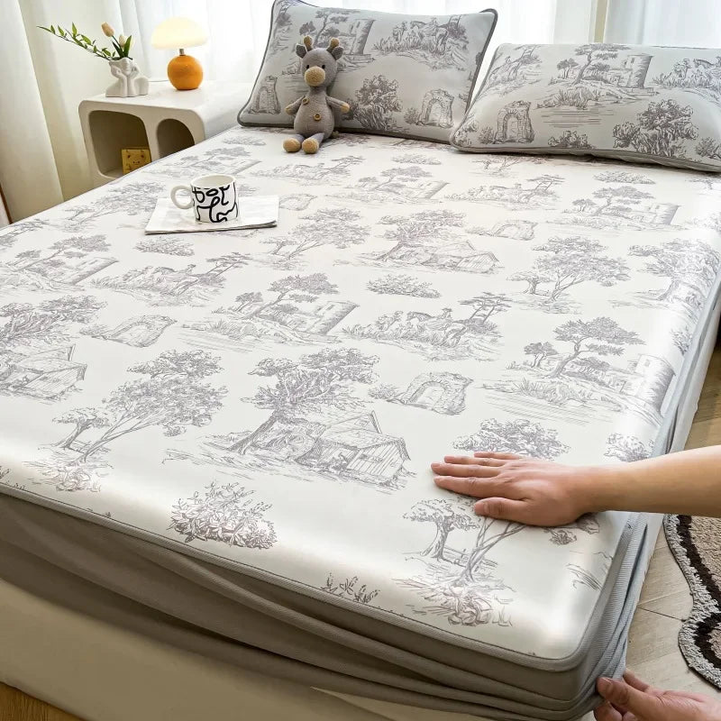 Afralia™ Cooling Ice Silk Mattress - 3Pcs, High Quality, Simple Pattern, Anti-Wrinkles.
