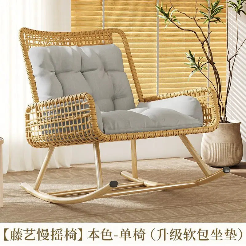Afralia™ Rattan Rocking Chair: Comfortable Balcony Sofa for Carefree Living