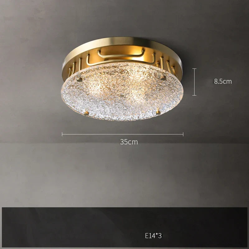 Afralia™ Gold Water Ripple Glass Ceiling Lamp for Bedroom Kitchen Home Decor