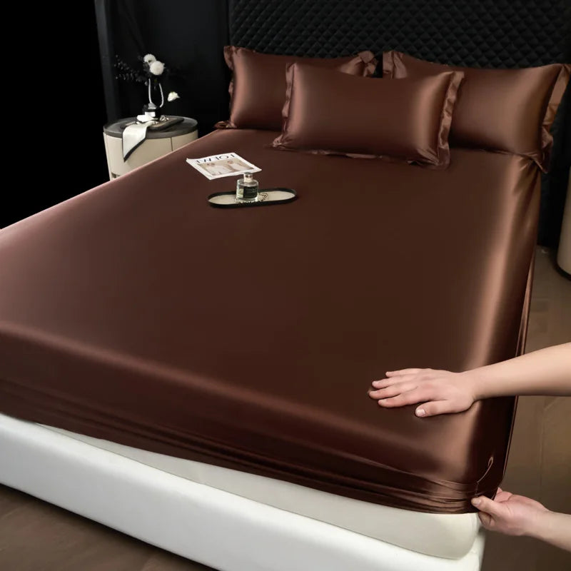 Afralia™ 100% Mulberry Silk Fitted Sheet Set with Pillowcase - Luxury Solid Color Silk Bed Linen