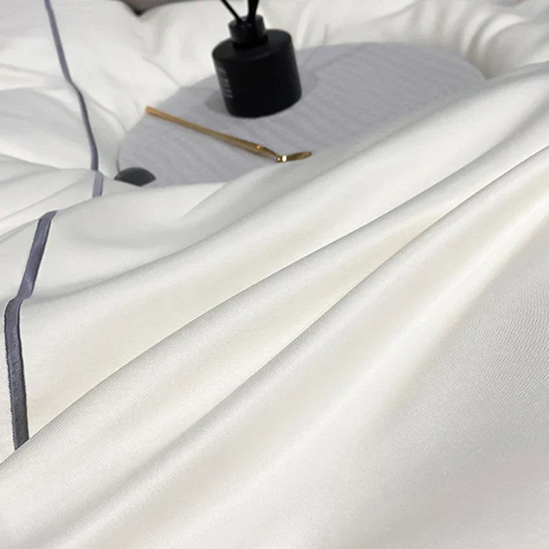 Afralia™ Luxury Embroidery Ice Silk Bedding Set - Cooling Comforter Cover Kit