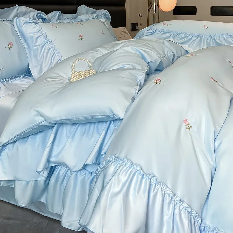 Afralia™ Lace Embroidered Cooling Comforter Cover Set - Silky Cozy Bedding Sets
