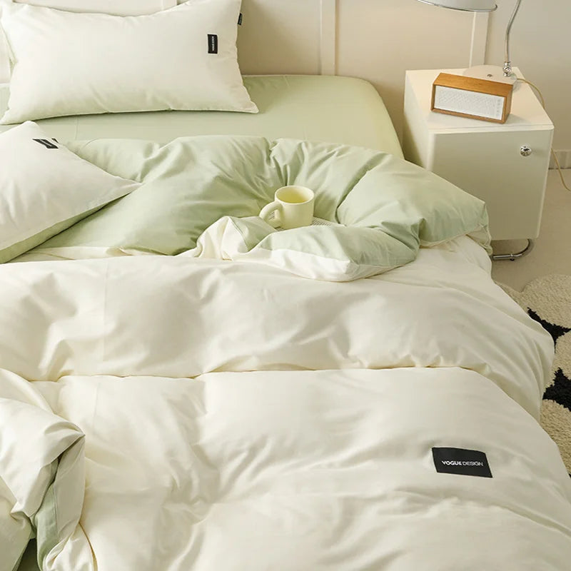 Afralia™ Double-Sided Color Matching Cotton Bedding Set for Adults