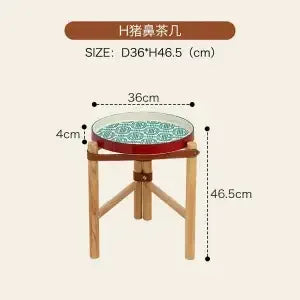 Afralia™ Ceramic Tray Coffee Table, Nordic Solid Wood Sofa Side Table and Creative Storage Desk