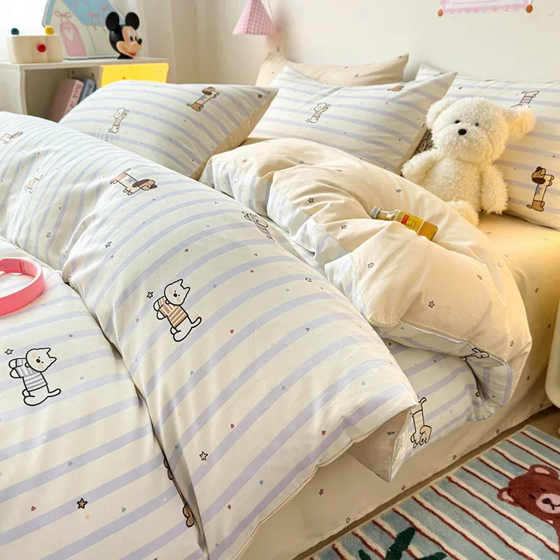 Afralia™ Spring Cotton Printed Duvet Set: Soft, Breathable, Cute Design, Various Sizes